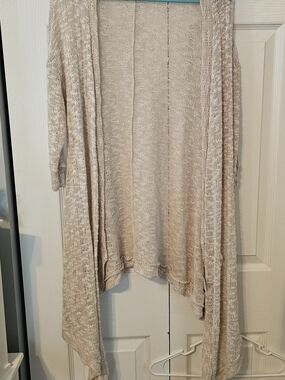SO Lightweight Open-Front Knit Cardigan in Beige